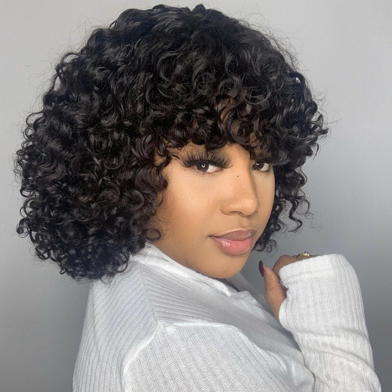 Most Popular Wavy Bob With Bang Wig Peruvian Human Hair