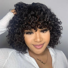 Most Popular Wavy Bob With Bang Wig Peruvian Human Hair