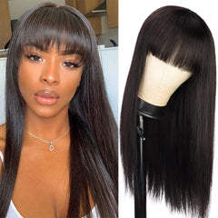 BOGO Staright Fringe Human Hair Wigs With Bangs Real Human Hair