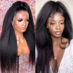 Kinky Straight Frontal Lace Wig Human Hair Natural 13x4 Lace Front Wigs