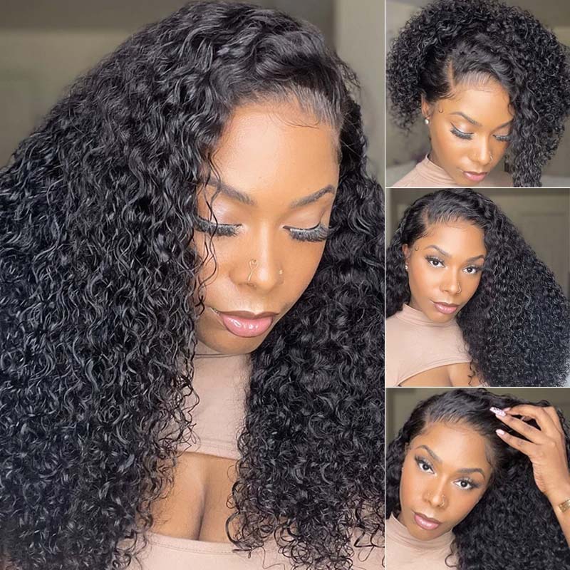 Front Wigs Jerry Curly 13x4 Transparent Lace Front Glueless Lace Wigs 180% Density