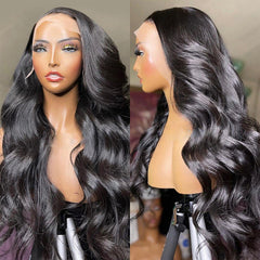 Body Wave Glueless 24" Wigs 13x4 Invisible Transparent Lace Front Human Hair Wigs