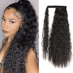 Jerry Curl Hair Weave Ponytail Wrap Around 5 Styles Clip in Hair Extensions