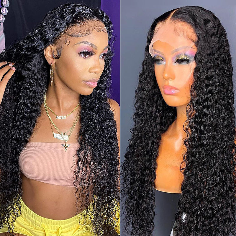 Hair Curly Transparent Lace Closure Wig Human Hair 13x4 Lace Frontal Wigs