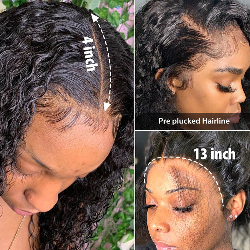 Hair Curly Transparent Lace Closure Wig Human Hair 13x4 Lace Frontal Wigs