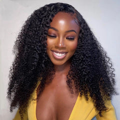 Kinky Curly 4X4 Transparent Lace Closure Glueless Wig 200% Density