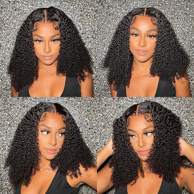 Kinky Curly 4X4 Transparent Lace Closure Glueless Wig 200% Density