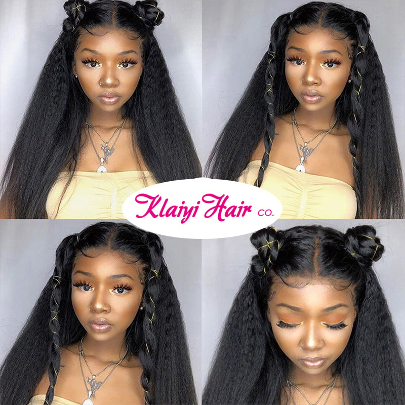 Yaki Straight 13x4 Lace Closure Glueless Wig Kinky Straight Human Hair