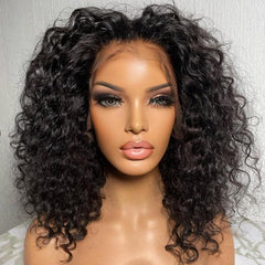 Readytogo-Middle Part Curly Frontal Lace Wig 100% Human Hair