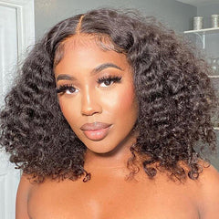 Water Wave Hair Glueless 4x4 Lace Closure Wig Pre Plucked Short Human Hair Wigs