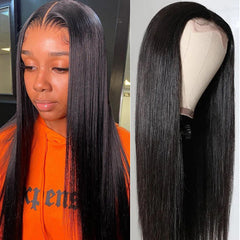 Straight Human Hair 4x4 Lace Part Wig 150% Density Natural Hairline Lace Part Wig Pre Plucked Hairline