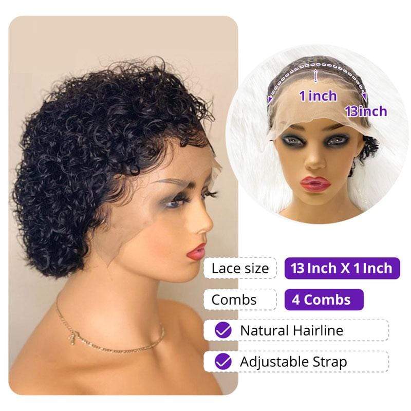 Water Wave Short Pixie Cut Virgin Human Hair Wigs