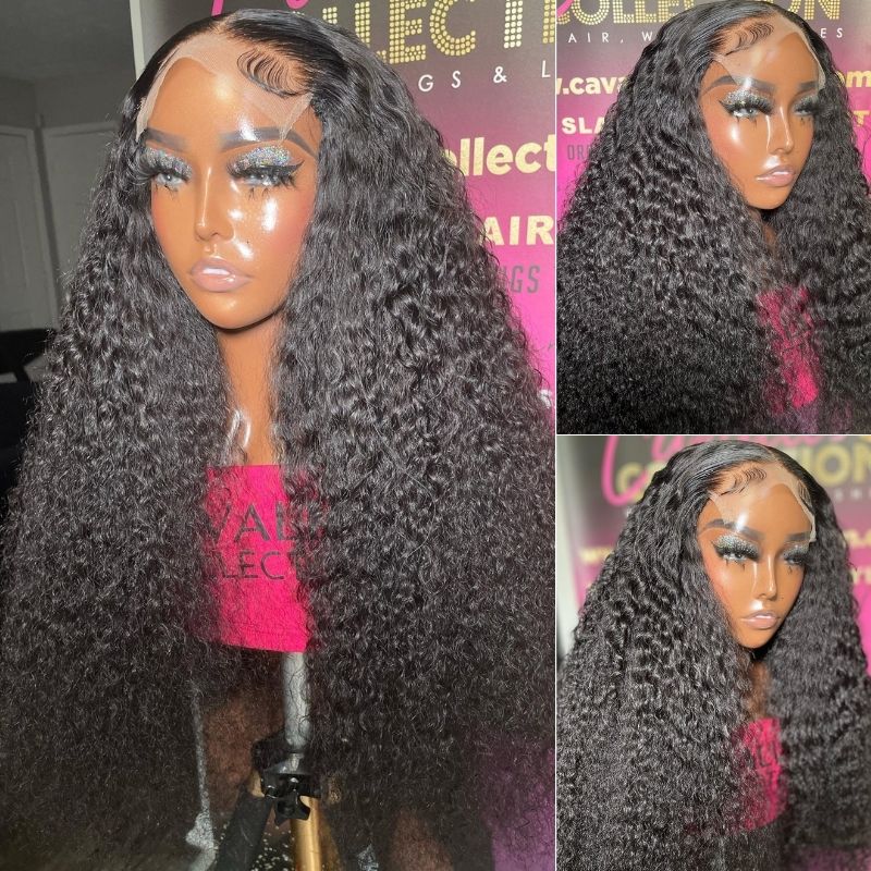 Kinky Curly 4X4 Transparent Lace Closure Glueless Wig 200% Density