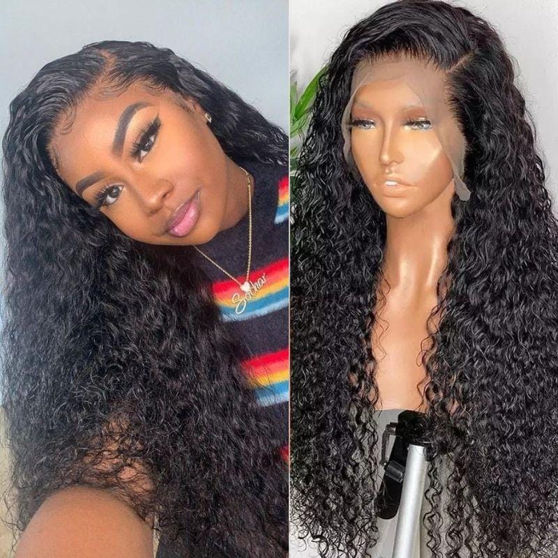 Front Wigs Jerry Curly 13x4 Transparent Lace Front Glueless Lace Wigs 180% Density