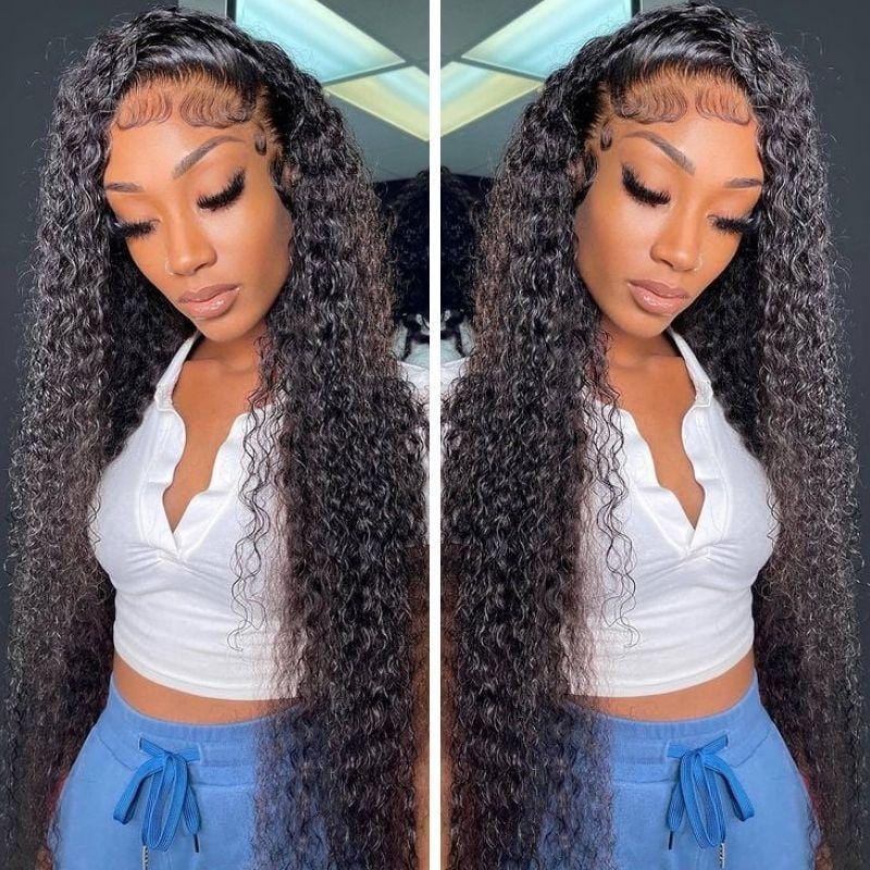 Front Wigs Jerry Curly 13x4 Transparent Lace Front Glueless Lace Wigs 180% Density