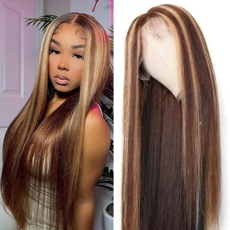 Undetectable Skin Melt Lace Wig Lace Front Wigs Long Straight Hair Perfect Honey Highlight Wig