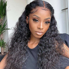 Water Wave 13x4 Lace Frontal Wig Natural Pre Plucked Headline 100% Virgin Human Hair Wigs