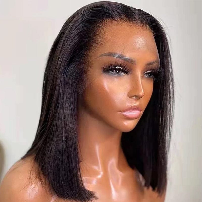 High Quality Blunt Cut 10" Bob Wigs 13x4 Lace Frontal Pre-plucked Human Hair Wigs