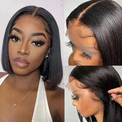 High Quality Blunt Cut 10" Bob Wigs 13x4 Lace Frontal Pre-plucked Human Hair Wigs