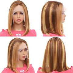 15A 13X4 Lace Frontal Straight Wig Highlight Color Wig