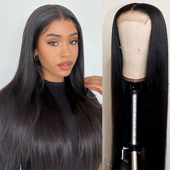 Silk Straight 4 By 4 Lace Closure Wigs 180% Density Human Hair Wigs