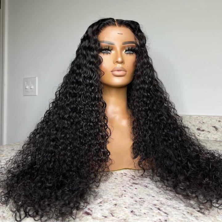 Black Curly Hair 13x4 Lace Front Wig 100% Virgin Human Hair Wigs Pre Plucked Hairline