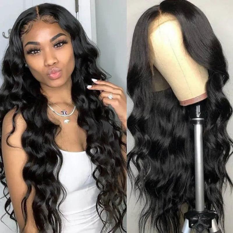 Hair Body Wave Lace Wigs Pre-plucked Natural Hairline Hand Tied Lace Part Wig