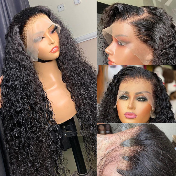 Black Curly Hair 13x4 Lace Front Wig 100% Virgin Human Hair Wigs Pre Plucked Hairline