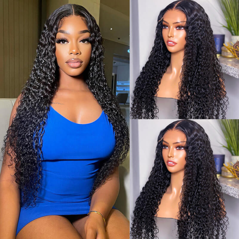 Curly Hair 4x4 Lace Closure Wig Glueless Pre Plucked Hairline Real Human Hair Wigs