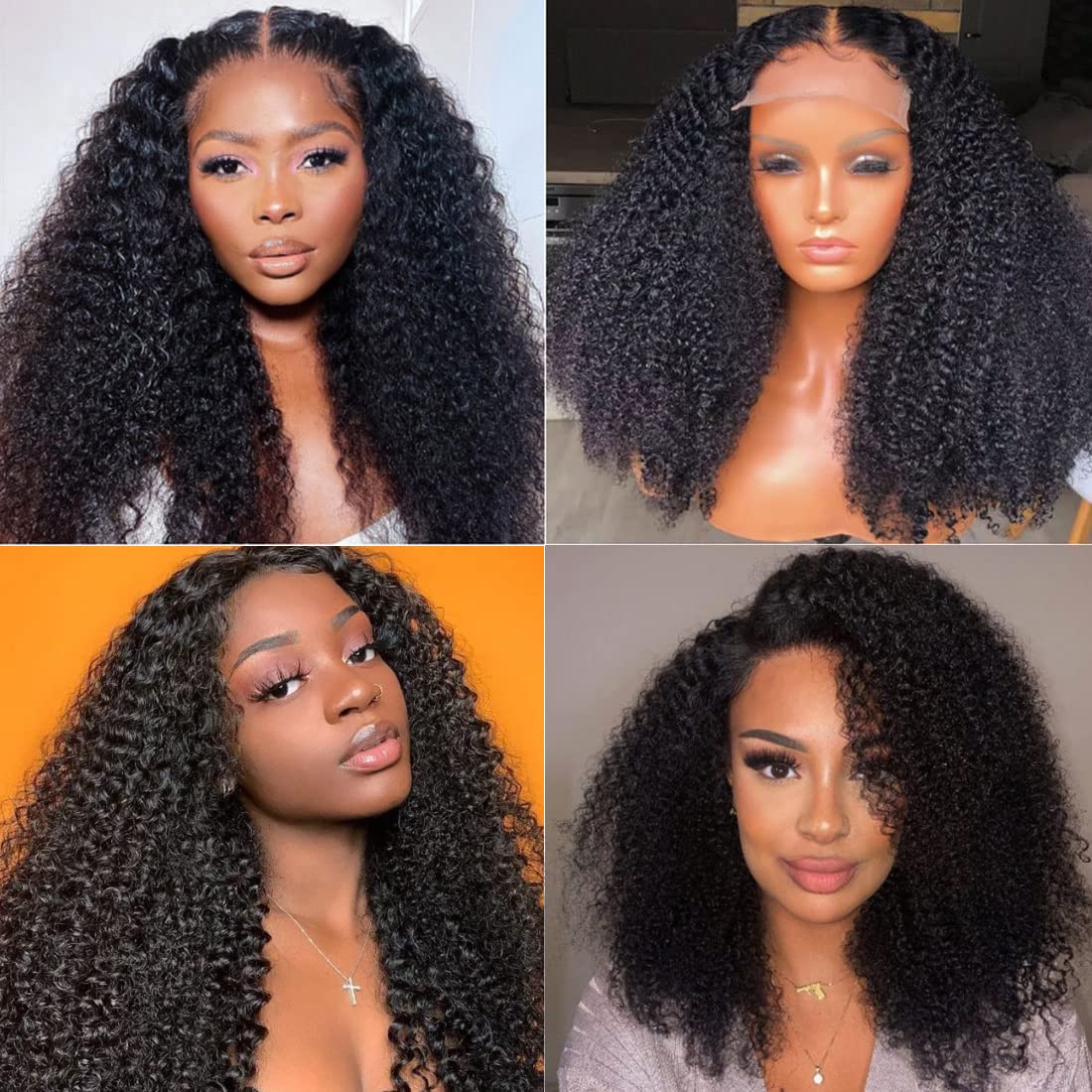 Kinky Curly Hair Lace Closure Wig 200% Density Kinky Lace Part Wigs 100% Virgin Hair