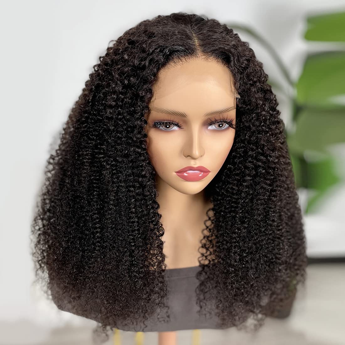 Kinky Curly Hair Lace Closure Wig 200% Density Kinky Lace Part Wigs 100% Virgin Hair