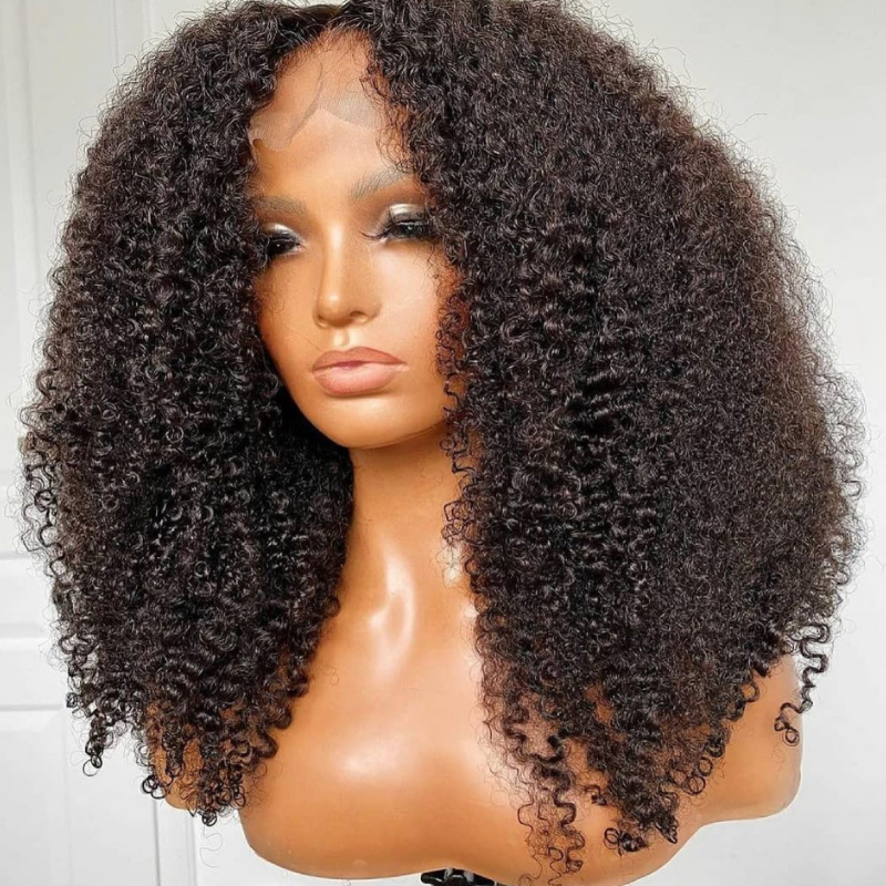 Closure Wig kinky Curly 4x4 Transparent Lace Closure Pre Plucked Headline Real Human Hair Wig