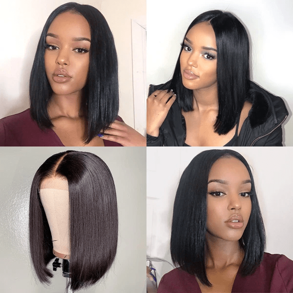 Short Straight Bob Wig 4x4 Lace Closure Remy Human Hair Wigs 200% Destiny Volume