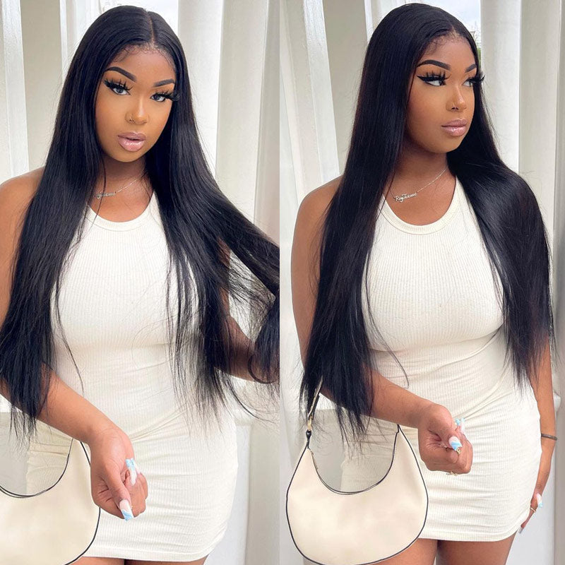 Long Straight Hair 4x4 Transparent Lace Closure Wigs 100% Virgin Human Hair Wigs