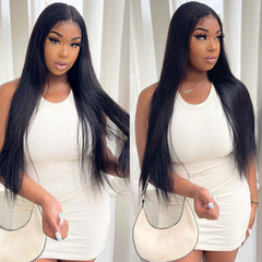 Long Straight Hair 4x4 Transparent Lace Closure Wigs 100% Virgin Human Hair Wigs