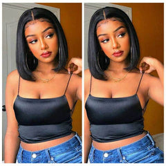 High Quality 4x4 Lace Closure Bob Wigs Short Straight Human Hair 150% Density