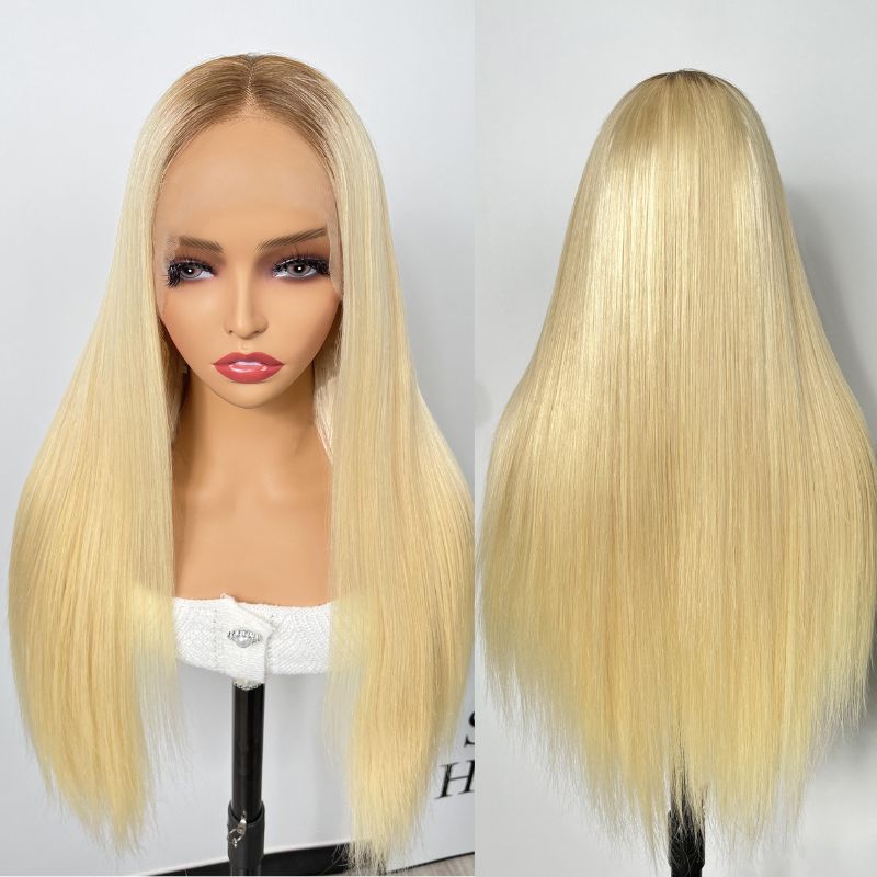 Blonde With Dark Roots  Butterfly Haircut 13x4 T Part Lace Front Wigs