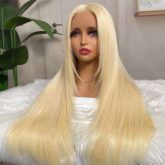 Layered Haircut 613 Blonde 13x4 Lace Front Wig Silky Straight Human Hair Wig