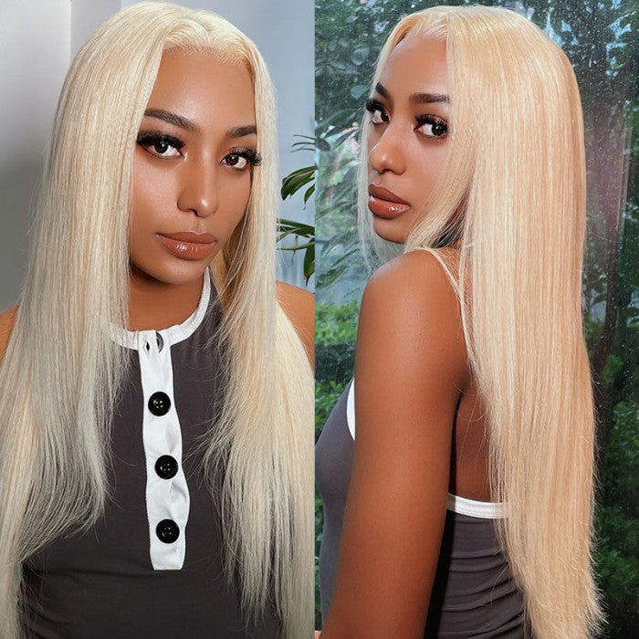 Layered Haircut 613 Blonde 13x4 Lace Front Wig Silky Straight Human Hair Wig