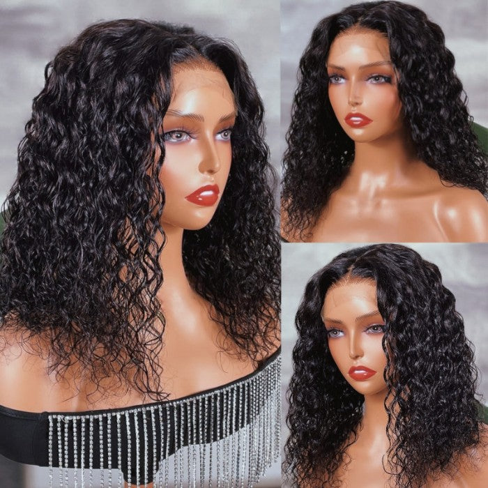 Wet And Wavy 13x4 Lace Closure Wig Short Bob Water Wave Human Hair Wig