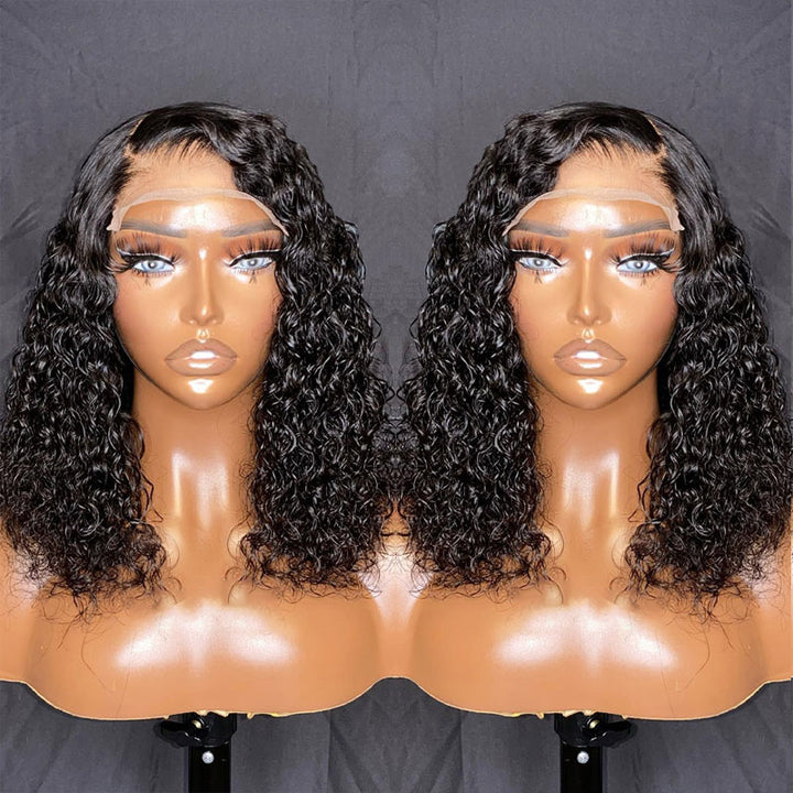 Wet And Wavy 13x4 Lace Closure Wig Short Bob Water Wave Human Hair Wig